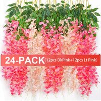 Artificial Wisteria Flowers Hanging Garland, 36/24 Pack, Polyester
