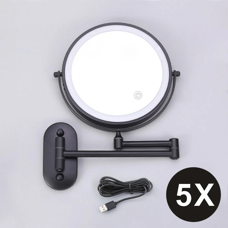 8 Inch Double-Sided Makeup Mirror With 3x-10x Magnification And LED Lights