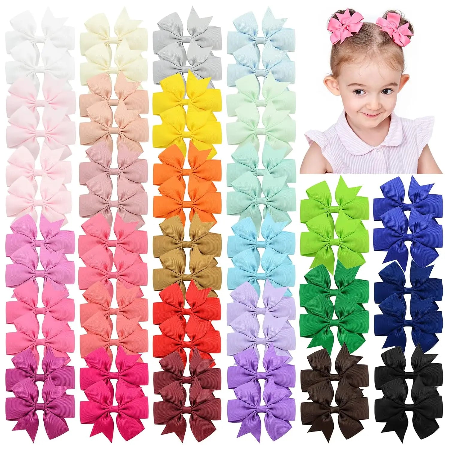 20/40Pcs Sweet Random Candy Color Bow Hair Clip Set for Baby Girls Cute Ribbon Hairpin Kids Headwear Kids Hair Accessories Gifts - Buy online at  Vibe In Cart.