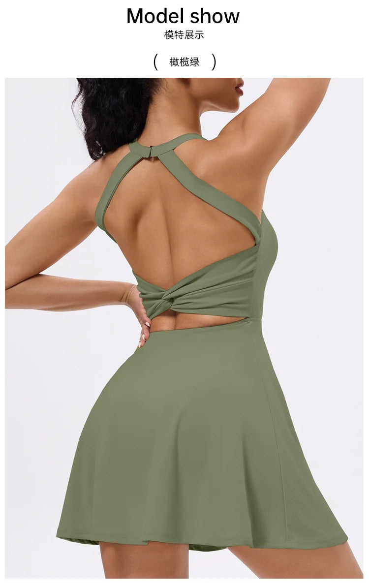 Tennis Dress with Shorts Badminton Clothing 2025 Golf Wear Dress with Shorts Underneath Workout Outfit 1pc Padded  Sport Dress