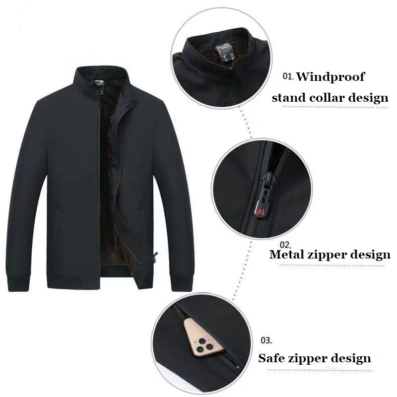 New Men's Winter Jacket Casual Fleece Lining Coats Windproof Casual Business Jackets Thick Warm Outdoor walking Outerwear Male - Buy online at  Vibe In Cart.