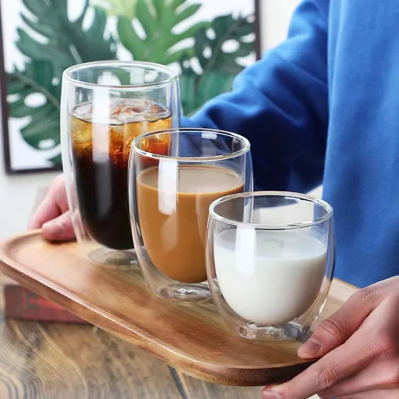 5 Sizes Double Wall Insulated Glass Cup Clear Espresso Coffee Mugs Handmade Beer Mug Tea Milk glass Whiskey Glass Cups Drinkware - Buy online at  Vibe In Cart.