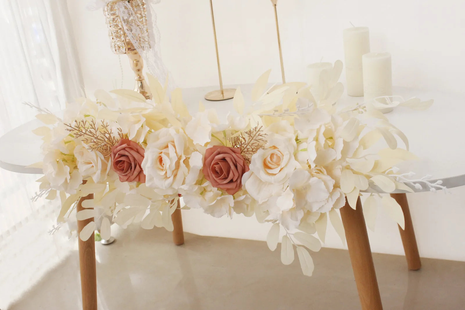 65cm White Rose Wedding Arch Floral Swag Decoration
