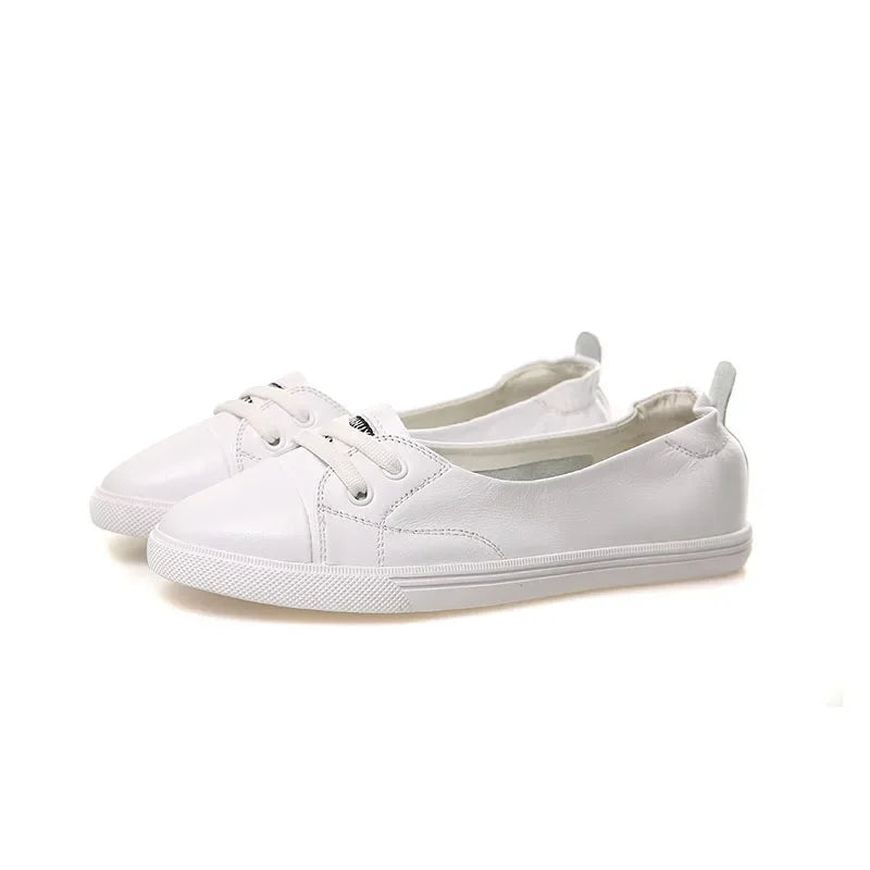 100% Genuine Leather Shoes Women Flat Causal Soft Comfortable Fashion Cowhide Brand Ladies White Shoes - Buy online at  Vibe In Cart.