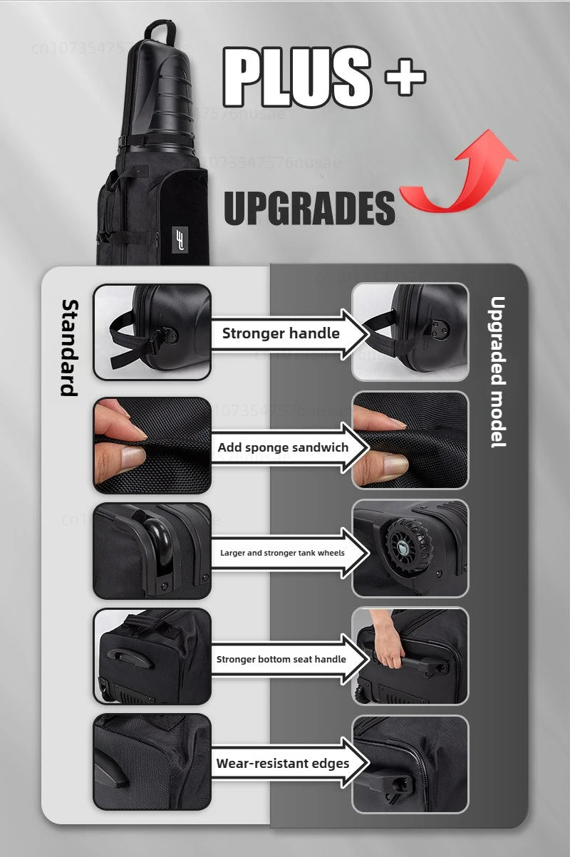 Nylon Hard Shell Golf Travel Bag With Wheels For Unisex Aircraft Use