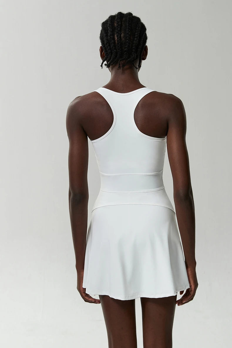 Women's One-Piece Tennis Dress Solid Color Breathable Quick Dry
