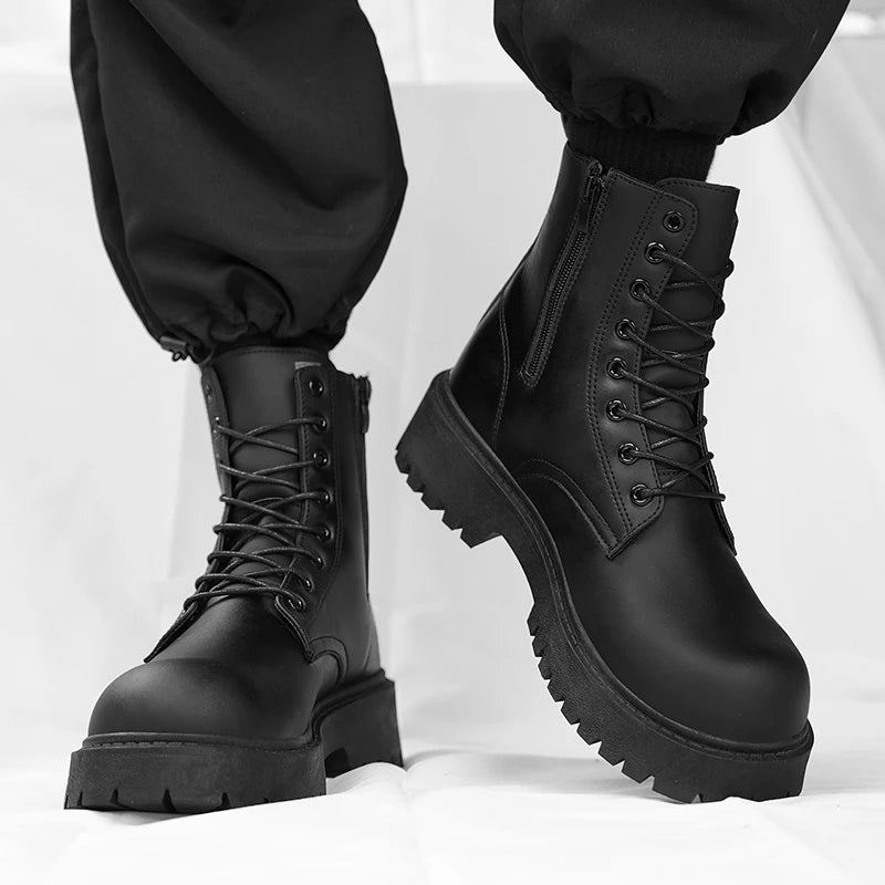 Couple's casual boots four season men's and women's high top leather boots fashion thick soled non slip plus size outdoor boots - Buy online at  Vibe In Cart.