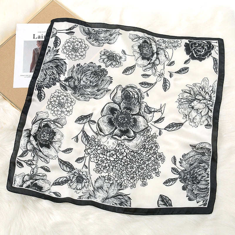 Square Satin Silk Scarf for Women, Casual All Seasons
