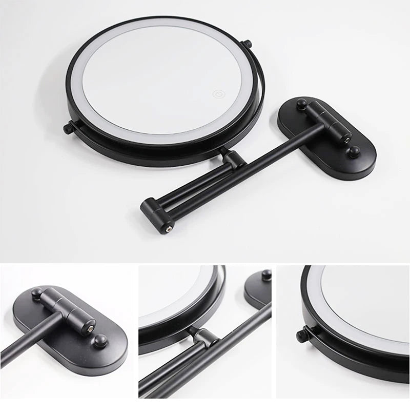 8 Inch Double-Sided Makeup Mirror With 3x-10x Magnification And LED Lights