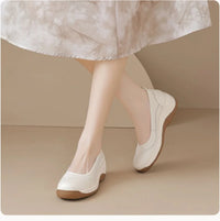 Women's White Soft - Leather Comfortable Wedge Flats - Breathable & Versatile - Buy online at  Vibe In Cart.