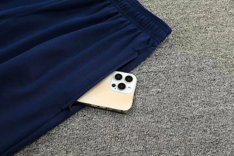 Long Sleeve Polyester Football Tracksuit Set for Men with Jacket and Pants