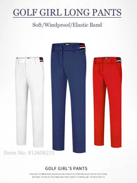 Children's Windproof Warm Golf Pants for Kids, Full Length, Elastic Band, Sizes S-XL