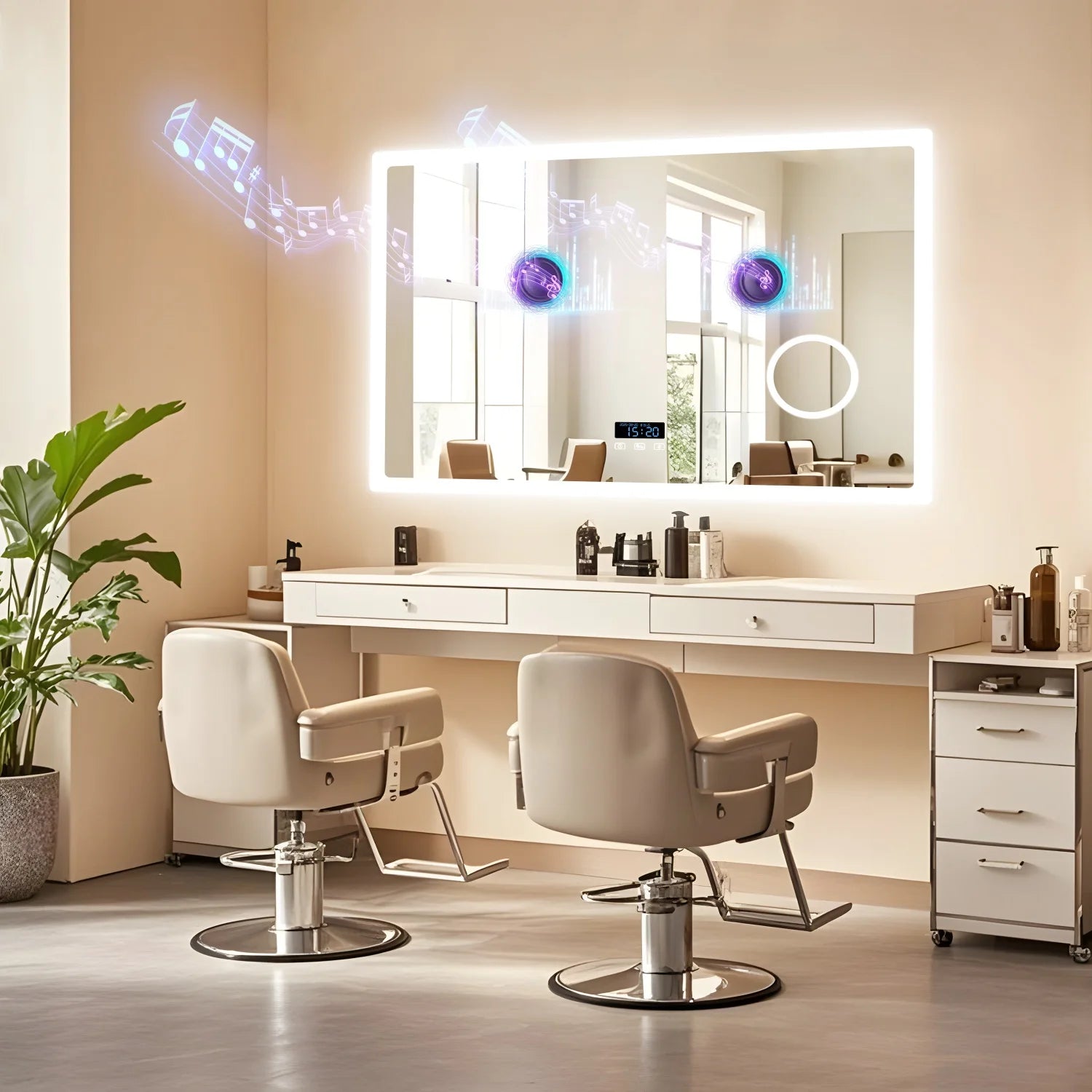 80/100/120/CM LED Bluetooth Bathroom Mirror Touch Antifog with 3X Magnifier Dimmable Date and Time Setting Vanity Mirror - Buy online at  Vibe In Cart.