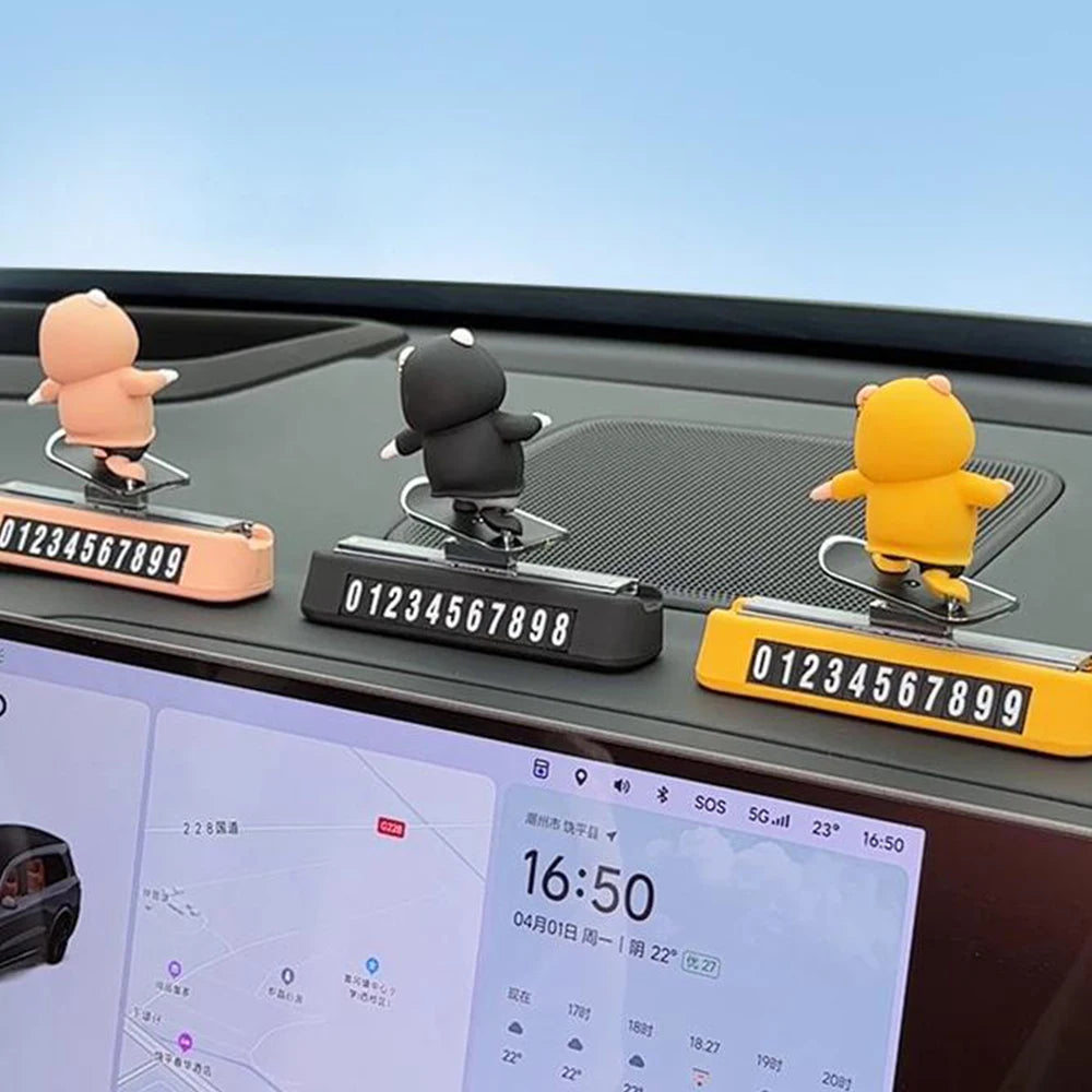 New Dashboard Car Decorations Skateboard Bear Magnetic Parking Number Plate Creative Car Cartoon Interior Interior Accessories - Buy online at  Vibe In Cart.