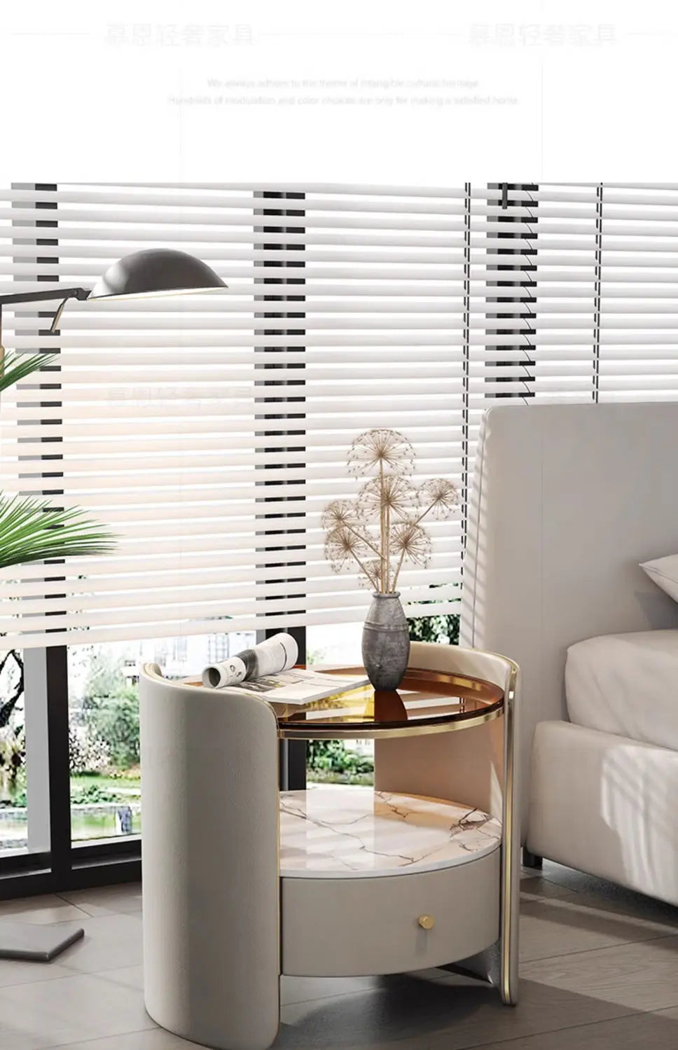 Modern Italian Round Bedside Table: Minimalist Design, Luxury & High-End Storage for Home Bedrooms - Buy online at  Vibe In Cart.