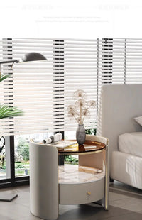 Modern Italian Round Bedside Table: Minimalist Design, Luxury & High-End Storage for Home Bedrooms - Buy online at  Vibe In Cart.