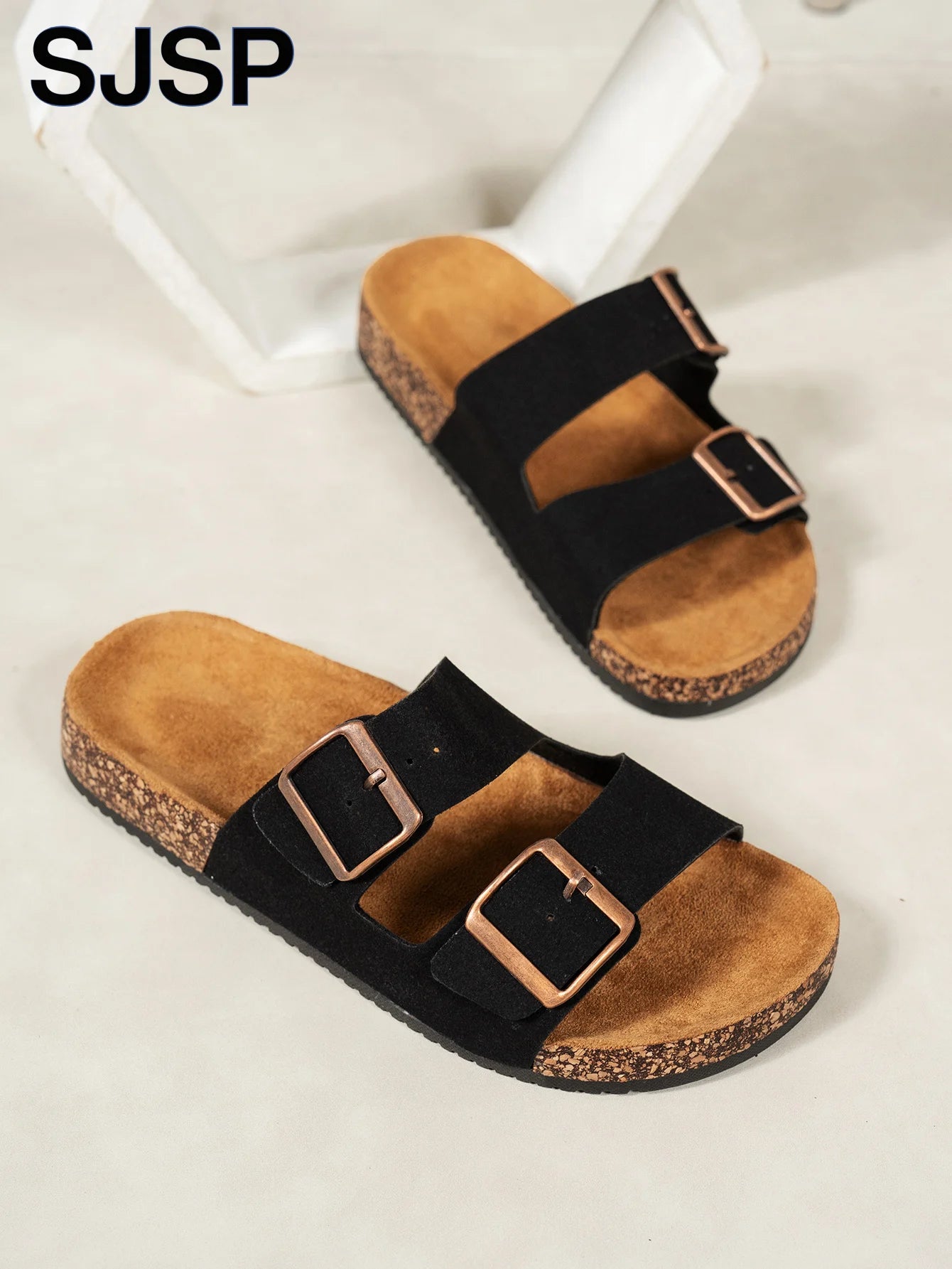 Women's Open-Toe Sandals for Outdoor Wear, New Casual and Fashionable Simple Backless Versatile Couple Style Comfortable Vacation Birkenstock-Style Flat Black Mule Sandals, Women's Elastic Band Slip-Ons, Lightweight Open-Toe - Buy online at  Vibe In Cart.