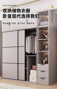 New Luxury Wardrobe Drawers Wooden Sliding Doors Gray Organization Wardrobe Modern Storage Kleiderschrank Bedroom Furniture - Buy online at  Vibe In Cart.