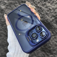 Full Coverage Transparent Magnetic Phone Case with Stand