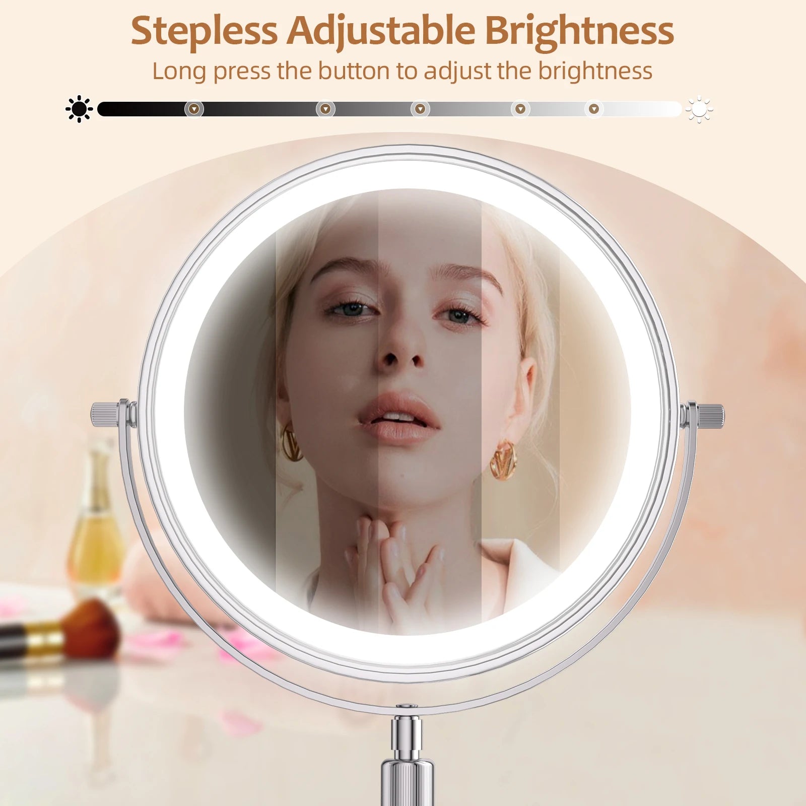 8 Inch Makeup Mirror With Light Lamp 10X Magnification 3 Color Lights,Adjustable Brightness Height Standing Cosmetic Mirror - Buy online at  Vibe In Cart.