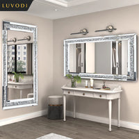 LUVODI Large Silver Sparkly Crystal Rhinestone Diamond Frameless Vanity Mirrors Wall Mounted Dressing Mirror for Home/Hotel - Buy online at  Vibe In Cart.