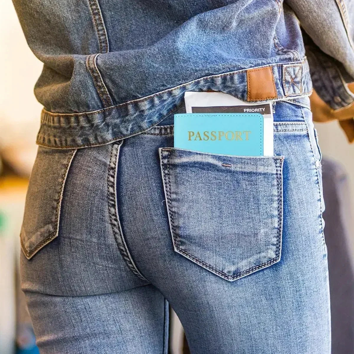 Slim Polyester Passport Cover Travel Wallet Card Case