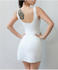 Women Workout Running Tennis Wear With Built in Bra and Shorts Pocket Slim Fit Outdoor Casual Sports Golf Athletic Dress