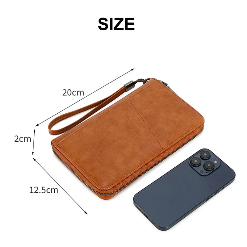 Multifunctional Travel Passport Wallet with RFID Protection in Microfiber Leather