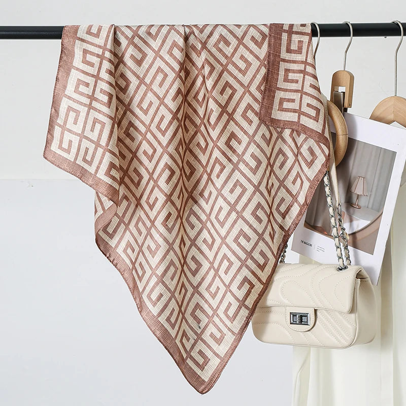 Women's 70cm Square Polyester Scarf for Outdoor Use