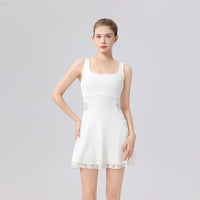 2026 New tennis dress ballet dress sexy back cross lace badminton anti-light lacework Separate shorts yoga golf sports dress