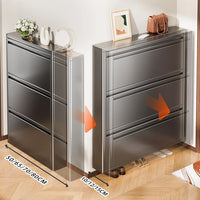 Slim Steel Shoe Cabinet Ultra Thin Shoe Storage Rack Shoe Organizer Entryway Hallway Narrow Space Saving Flip Door Storage Rack - Buy online at  Vibe In Cart.