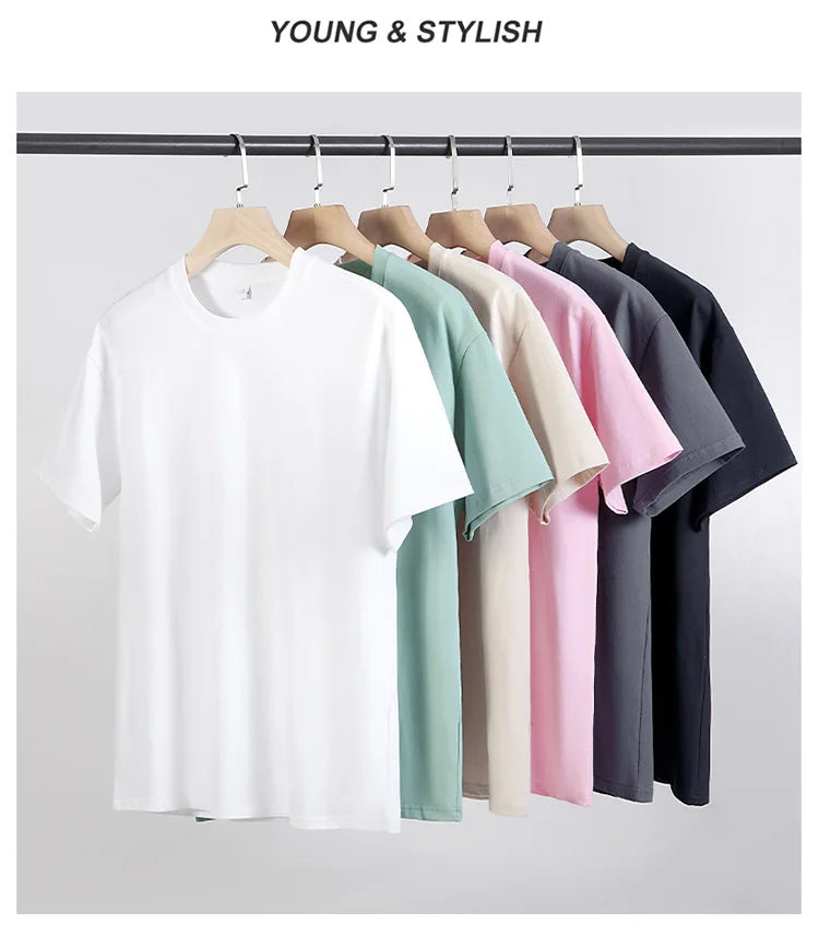 Men's t-shirts 2025 Summer Oversize Cotton T-Shirt Casual High Quality Short Sleeves Tee Shirt Men Basic Solid color Sports Tops - Buy online at  Vibe In Cart.