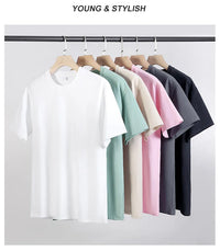 Men's t-shirts 2025 Summer Oversize Cotton T-Shirt Casual High Quality Short Sleeves Tee Shirt Men Basic Solid color Sports Tops - Buy online at  Vibe In Cart.
