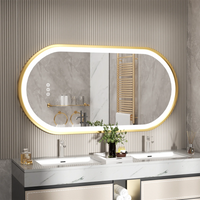 Gold Frame Oval Bathroom Mirror LED Lighted Anti-Fog Smart Vanity Mirror Anti-fog Dimmable Illuminated Innovative Makeup Mirror - Buy online at  Vibe In Cart.