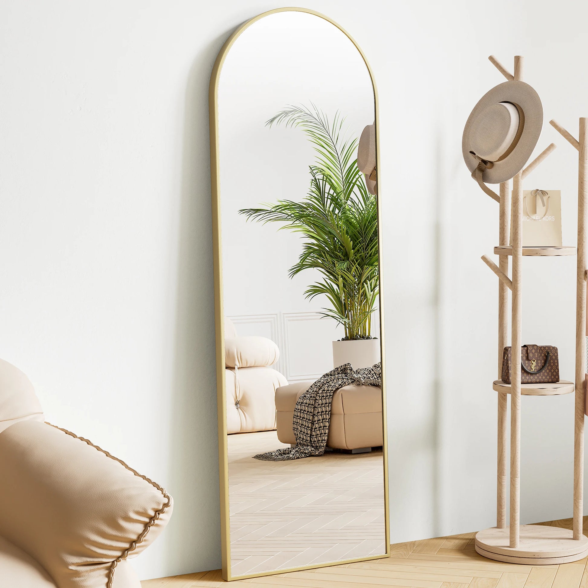 JHK 64"x21" Full Body Wall Mirror Standing Hanging or Leaning Wall-Mounted Mirrors with Stand Aluminum Alloy Frame Living Room - Buy online at  Vibe In Cart.