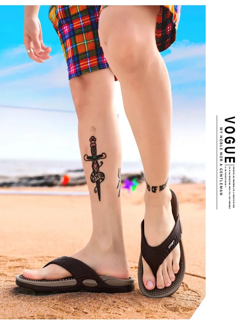 Massage Flip Flops for Men Summer Breathable Beach Shoes Sandals Men Luxury Flip Flops Breathable Plus Big Size Men Slippers 46 - Buy online at  Vibe In Cart.