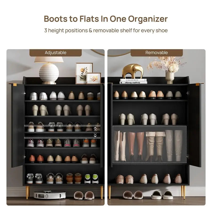 Shoe Cabinet Set of 256 Pairs Large Shoe Storage Cabinet, 50.7 Tall 7Tier Entryway Shoe Cabinet Storage with Adjustable Shelves - Buy online at  Vibe In Cart.