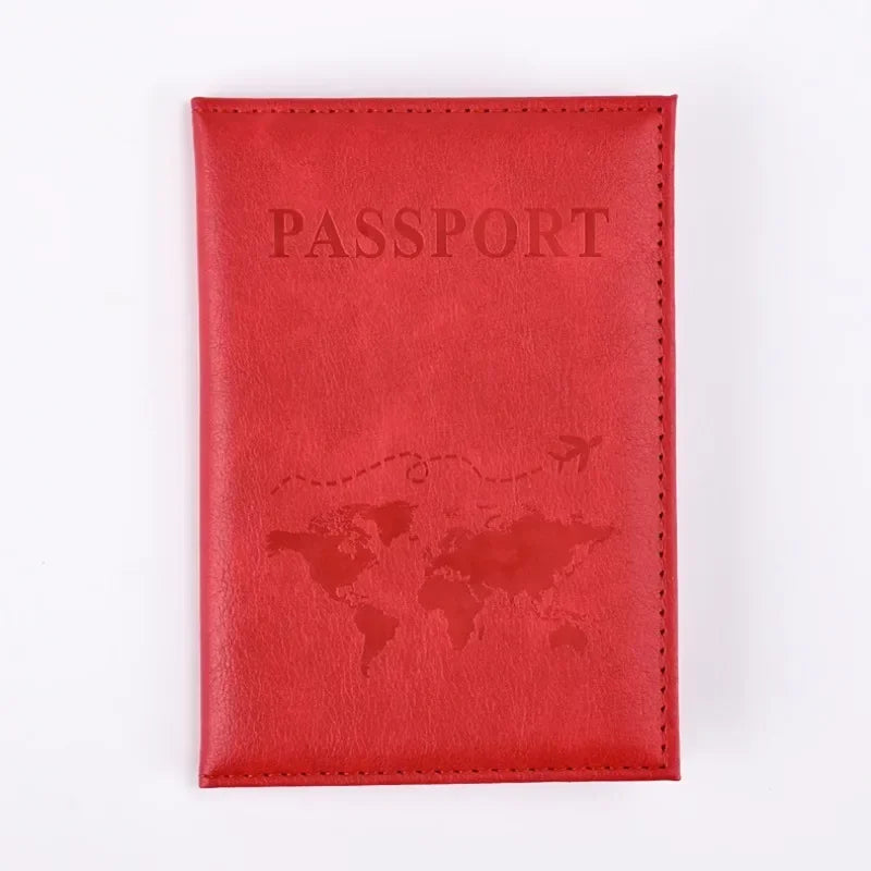 Solid PU Leather Passport Holder Wallet Card Case for Travel