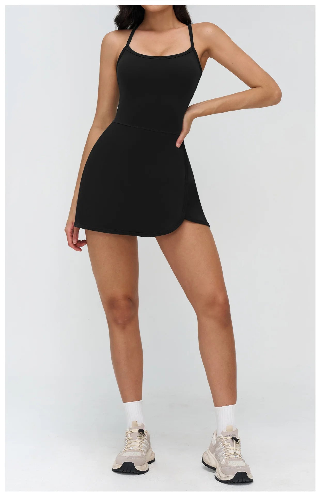 Tennis Dress with Shorts Underneath Women Golf Wear Above Knee Length White Sport Dresses with Shorts Outfit Fitness Workout