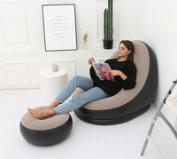 Inflatable Outdoor Lounger Chair with Footstool Ottoman