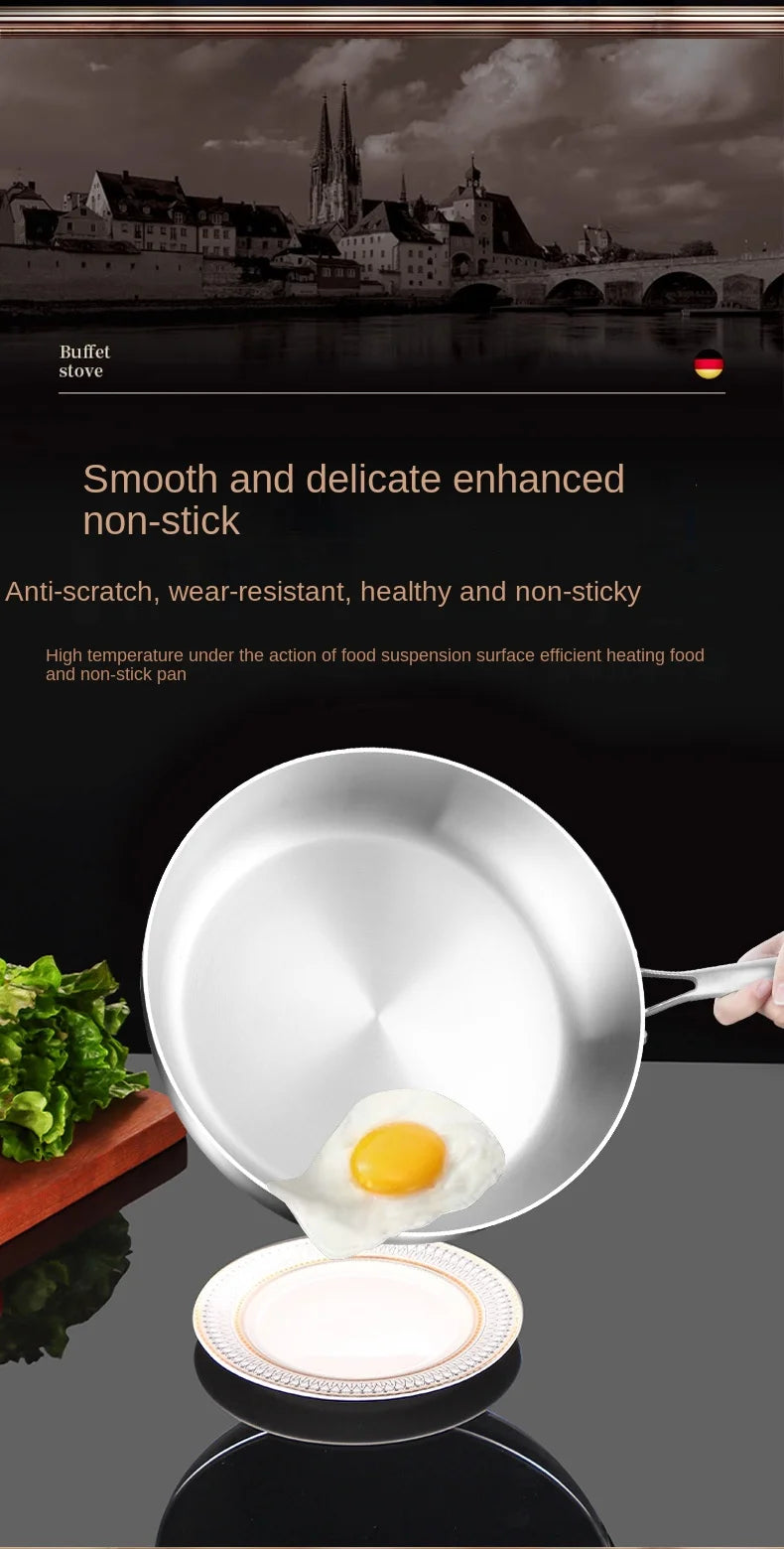 316 Stainless Steel Frying Pan Wok NonStick Pan Fried Steak Pot Uncoated Kitchen Cookware For Gas Stove and Induction Cooker Wok - Buy online at  Vibe In Cart.