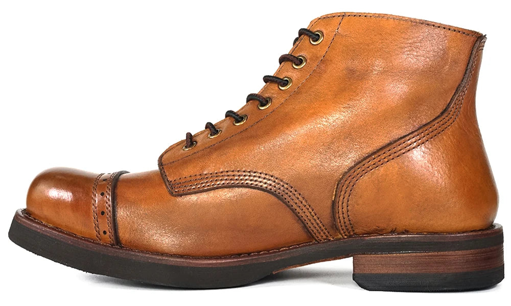 2024 Luxury Classy Handmade Precision Stitch Wear-Resistant Casual Boots Men Genuine Leather Shoes Combat Boots - Buy online at  Vibe In Cart.