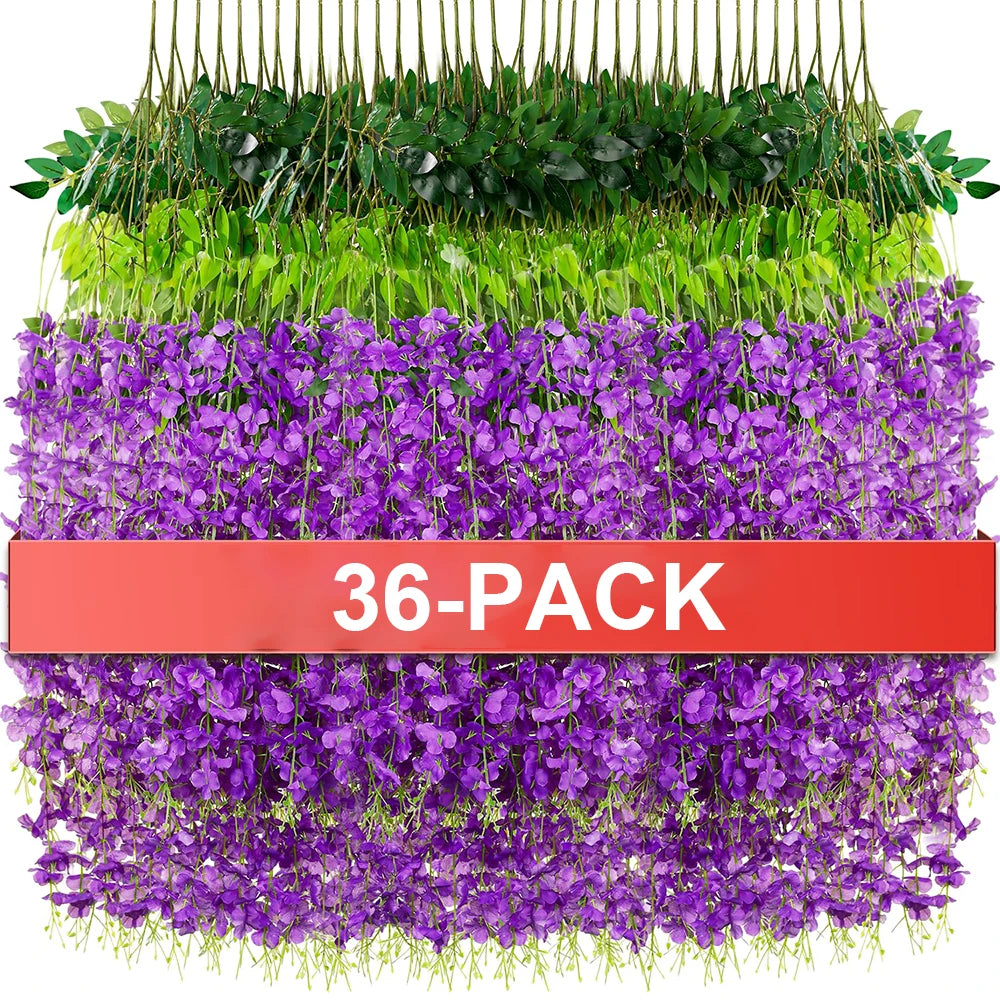 36/24 PACK Artificial Fake Wisteria Flowers Hanging Garland for Wall Outdoor Garden Wedding Party Decoration Home Interior Decor - Buy online at  Vibe In Cart.