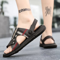 Sandals Men's 2025 New Summer Casual Beach Shoes Indoor and Outdoor Wear Two-Wear Lightweight One-Line Sandals - Buy online at  Vibe In Cart.