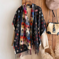 Women's Long Warm Polyester Print Winter Scarf Over 175cm