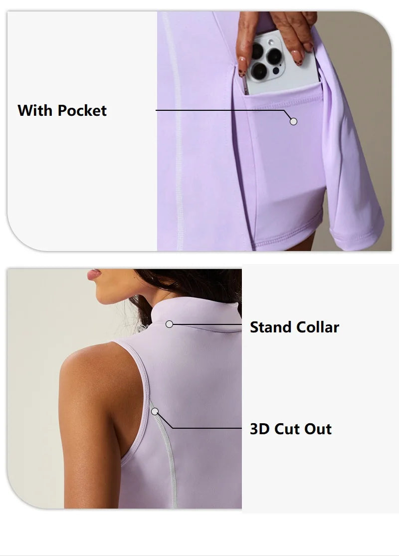 Women Tennis Dress Summer Outdoor Running Suit Lapel Collar Zipper Golf Dress Female Sleeveless Breathable Yoga Skirts - Buy online at  Vibe In Cart.