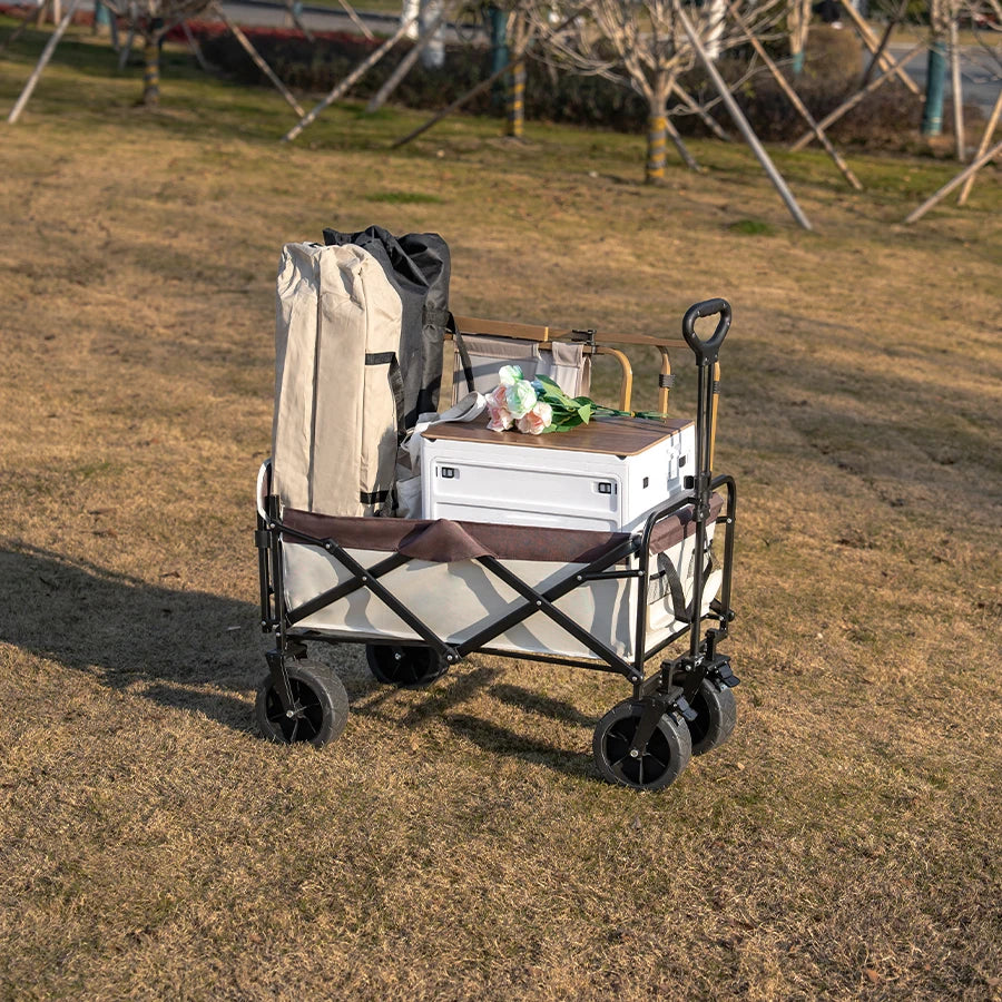 Collapsible Folding Heavy Duty Utility Wagon for Outdoor, Black