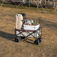 Collapsible Folding Heavy Duty Utility Wagon for Outdoor, Black