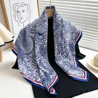 Women's Square Twill Scarf, 90x90 cm, for All Seasons