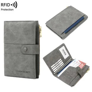 RFID Blocking Polyurethane Passport Holder with Zipper